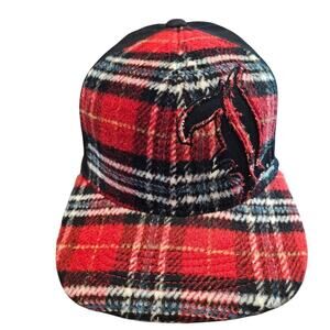 Vintage Louisville Cardinals Fitted Hat Red Plaid L Logo Script Embroidered NCAA